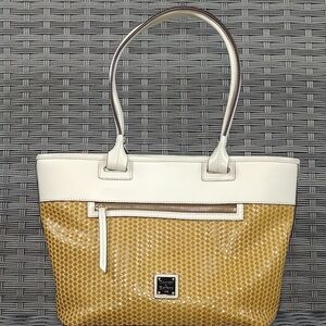 Dooney & Bourke White and Tan Elegant Tote